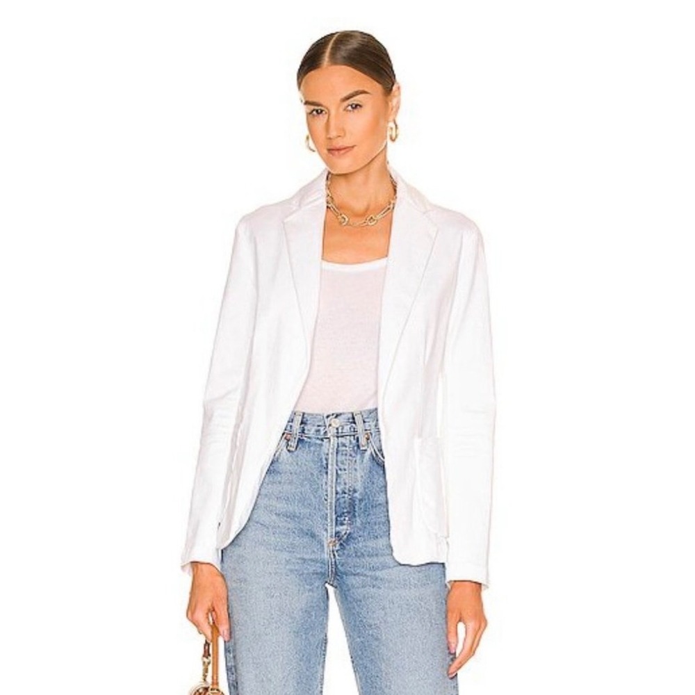 Frank & Eileen Dublin Blazer Women Large White Excellent Cotton Linen Jacket‎